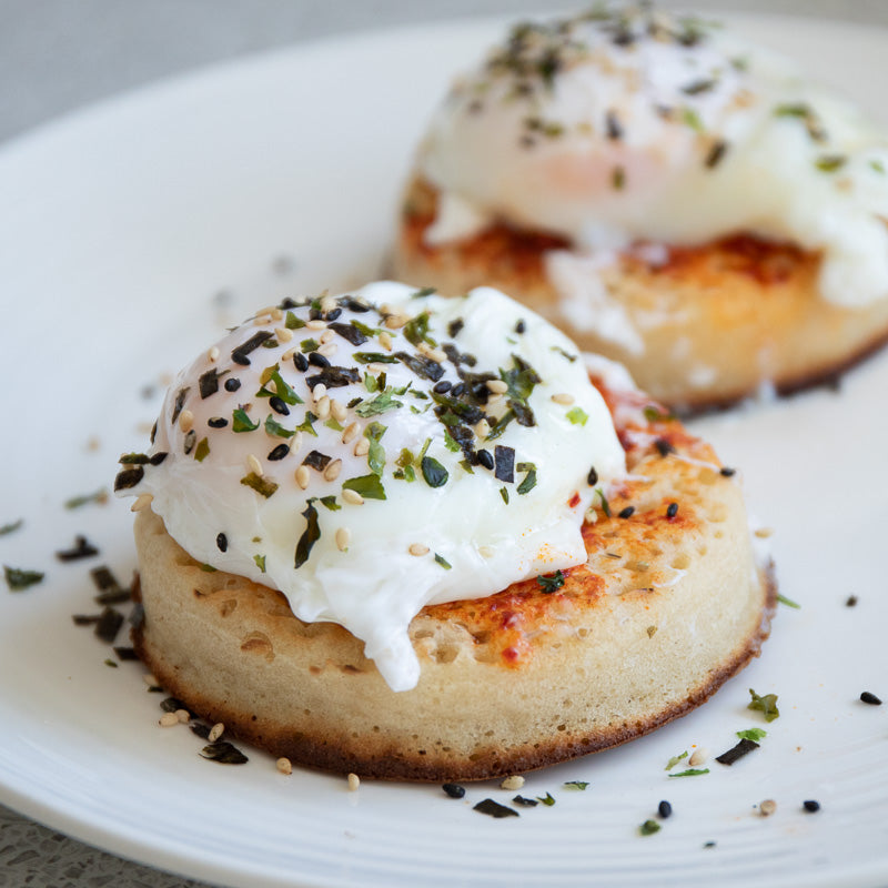 Spicy Poached Egg Crumpets